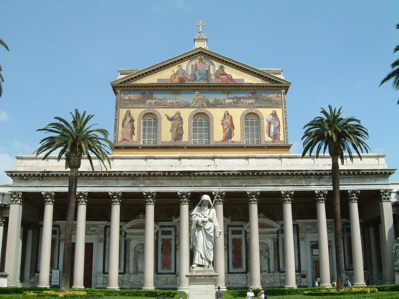 Facade and courtyard of the Basilica of Saint Paul Outside the Walls